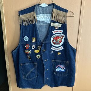 Custom Patchwork Pins Denim Jean Vest Motorcycle Chapter S Indiana GWRRA